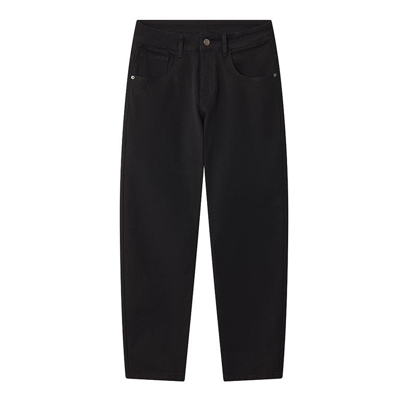 New Black Cone Jeans for Men's Textured Large-size Small-foot Pants