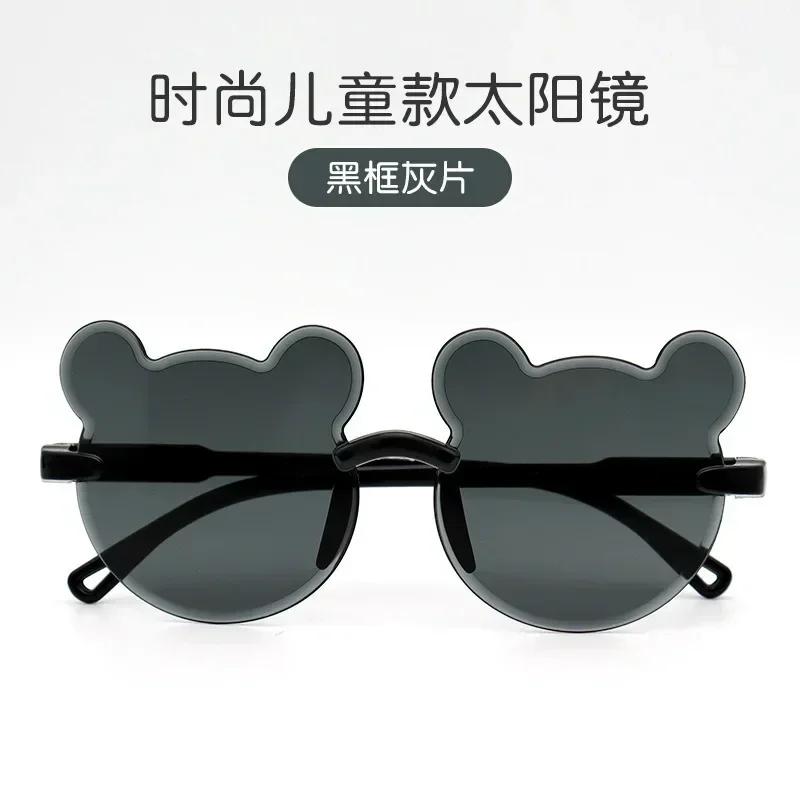 New Outdoor Travel Skiing Sunglasses Cartoon Bear Sunglassess for Boy Girl Children Rimless Casual Sunglasses UV400