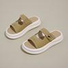 Thick-bottomed cool slippers for women's 2025 summer wear new high-end sense of beauty, heightening letters, one-word beach sandals