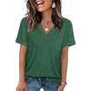 Women S Solid Color V Neck Short Sleeve Casual T Shirt