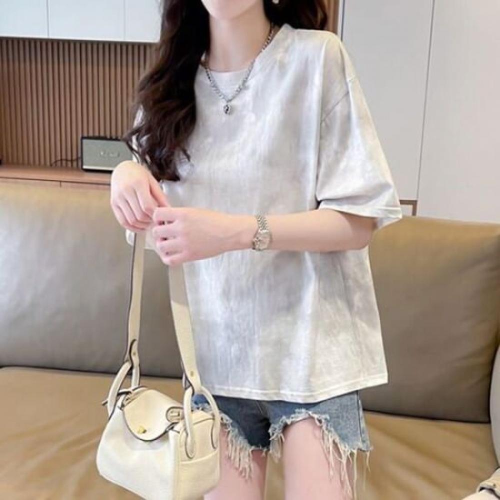 Navava NT2474 Loose FiT PainTing Round Neck T shirT
