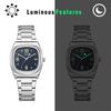 Square Watch Women Calendar Luminous Analog Display Cute Fashion Stainless Steel Band Waterproof Quartz Wristwatch Fashion Accessory - Birthday