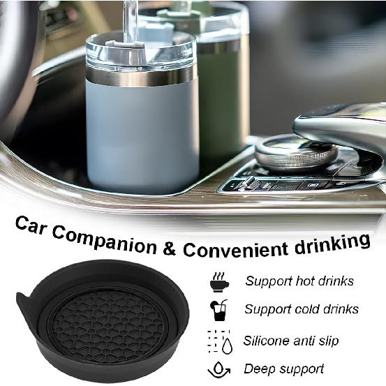 HZEL Car Cup Holder Coasters, 4PCS Non Slip Waterproof Vehicle Water Bottle Pads, Recessed Automotive Interior Drink Mat Decoration Accessories,