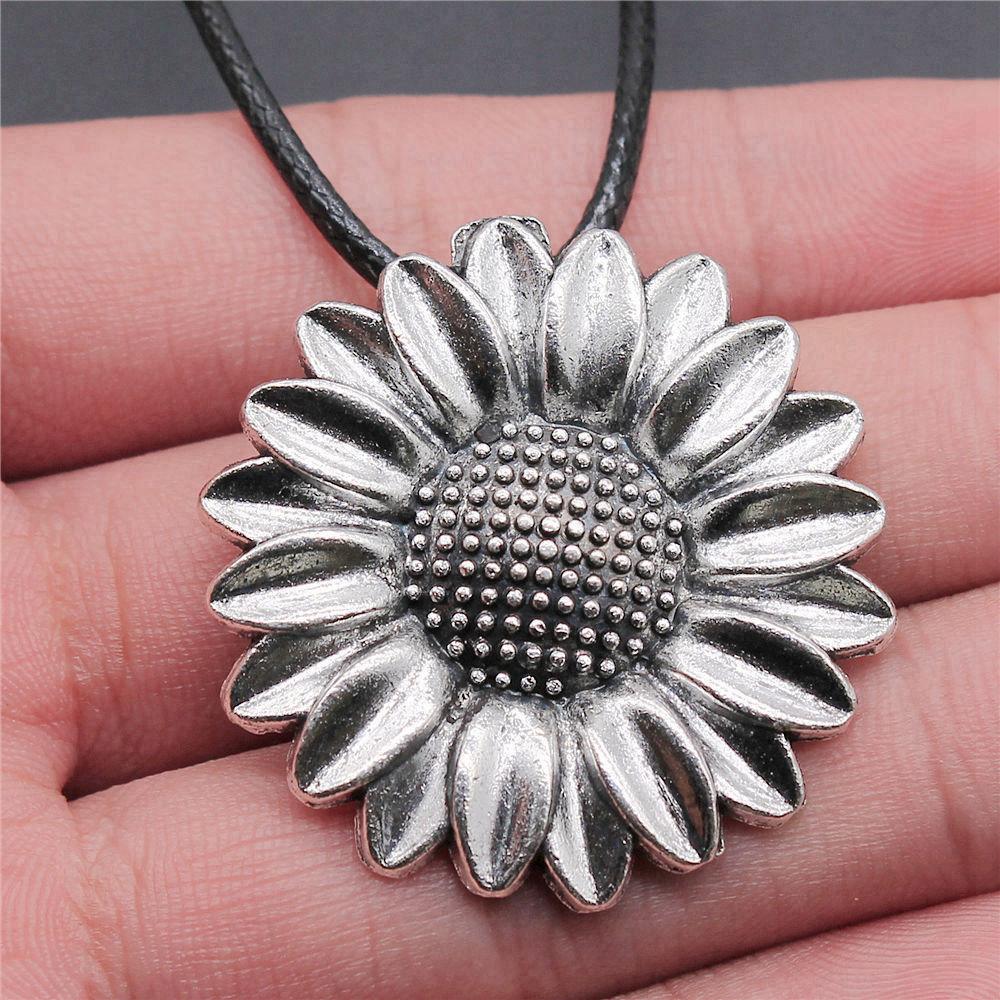 45cm Halskette Lederkette Großes Blatt Blume Kinderschmuck Materialien QN042