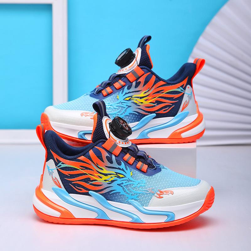 Children's sports shoes 2025 spring and autumn new mesh breathable non-slip lightweight rotating buckle casual boys running shoes tide