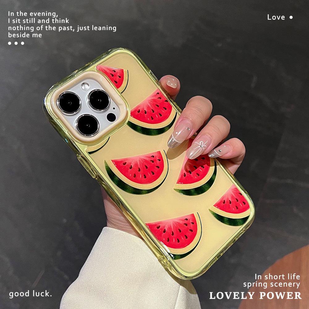 Watermelon Corrugated Jelly Shell Is Suitable for iPhone17PROMAX Mobile Phone Case, Anti-drop Apple 16 Solid Color Protective Case 15.