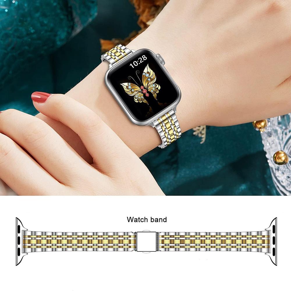 Do zegarka Apple Watch Series 10 42 mm/9 8 7 41 mm/SE (2023) SE (2022) SE 6 5 4 40mm/3 2 1 38mm Pasek do zegarka Pasek ze stali nierdzewnej