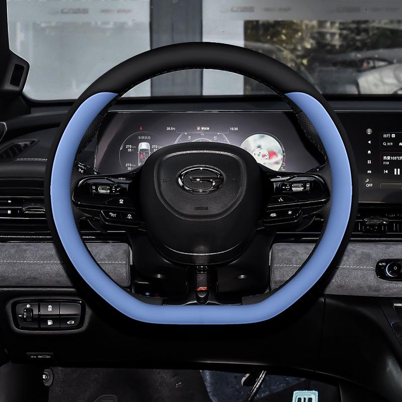 GAC Trumpchi Shadow Leopard Nappa Leather Steering Wheel Cover - Anti-slip, Sweat-absorbing, All-Season Universal Fit