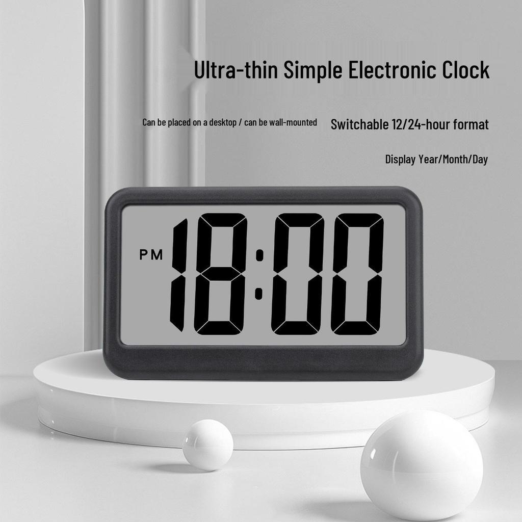 Nordic Style Colorful Clock: Simple Electronic Display with Temperature and Humidity Monitoring, Thin and Convenient Design.
