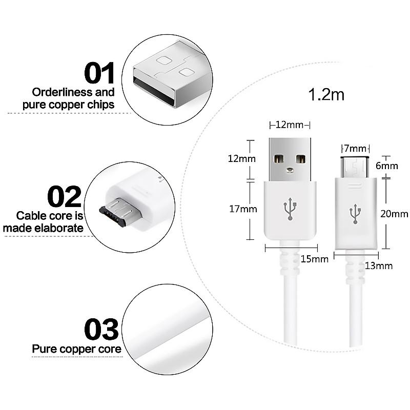 Micro USB Cable For Samsung Galaxy A7 A5 A3 2016 J3 J5 J7 2017 2018 S7 S6 Edge Note 5 4 1M/1.5M 2A Fast Charging Data Cable Cord