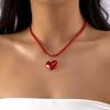 Exquisite Red Crystal Heart Pendant Necklaces for Women Handmade Elegant Imitation Pearls Clavicle Chain Party Jewelry Gifts