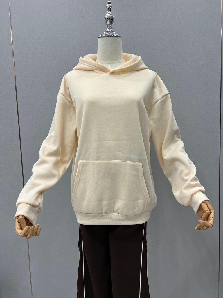2025 Herbst/Winter Damen Kapuzenpullover mit Netz und Rückenausschnitt, einfarbig