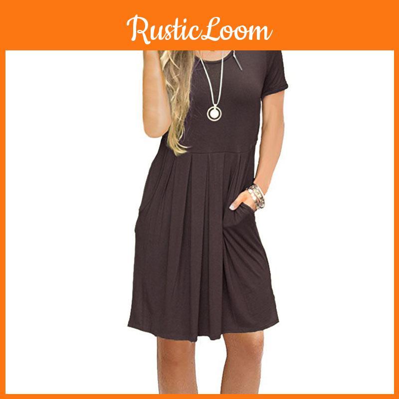 Women's Casual Swing T Shirt Dress Long Sleeve Pocket Loose Tunic For Effortless Style