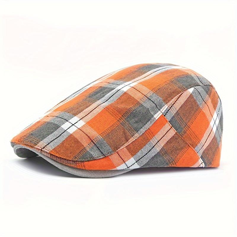

1 шт. Мужская классическая клетчатая кепка-берет, британский берет Newsboy Casual Plaid Cool Cap One Size мандариновый