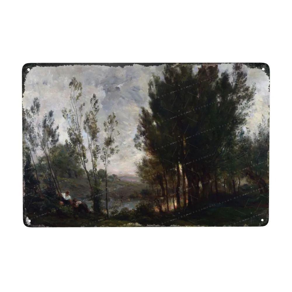 Oil Painting Style Retro Characters Landscapes Metal Tin Sign Wall Poster