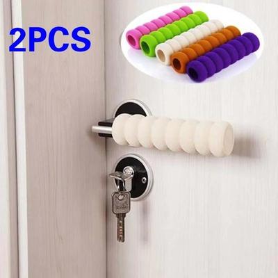2 ADET Bebek Çocuk Güvenliği İçin Kapı Kolu Ped Kılıfları Kapı Kolu Spiral Çarpışma Önleyici Düğme Seti Ev Güvenliği Dekorasyonları Rastgele Renk