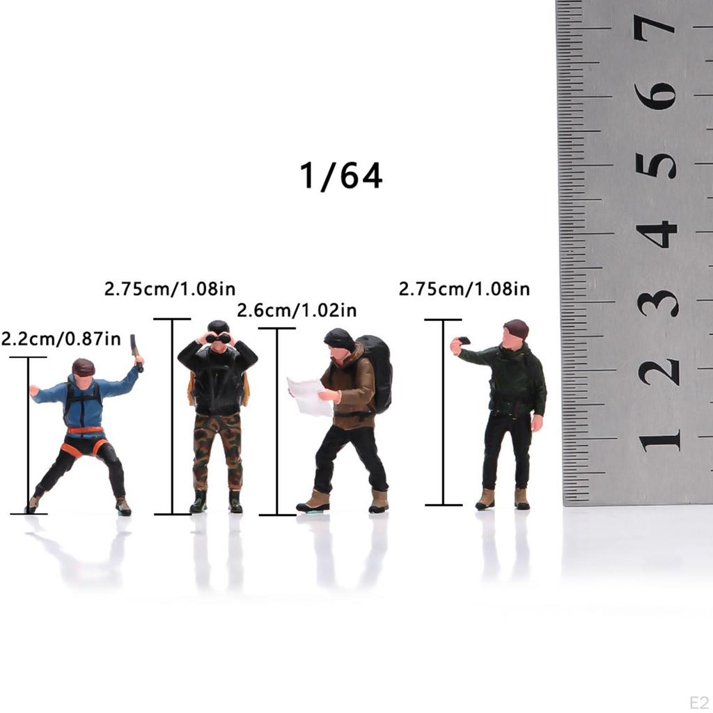 4Pcs Miniature Rock Climbing Figures People :64 Resin Scene Accessories Climbers Men for