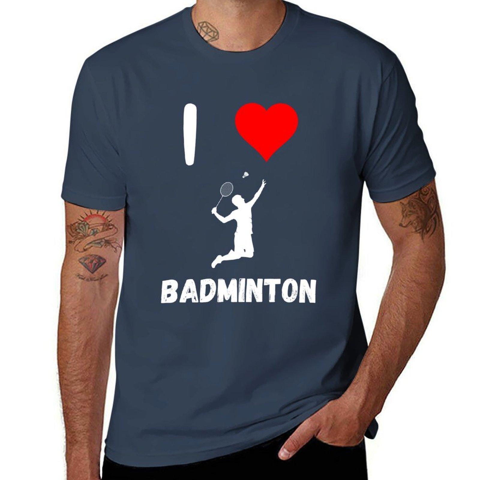 I love Badminton red heart Badminton passion racquet smashing TShirt Big and Tall Gym TShirt S