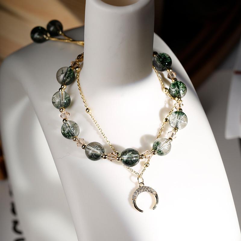 Natürliches grünes Gespenst-Kristallarmband, niedliches Kaninchen-Zirkon-Charm-Armband für Frauen, Schmuckgeschenk, einfaches Trend-Mondarmband