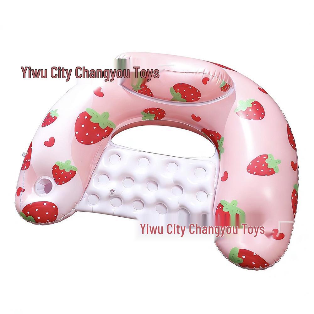 Ins Style Sequin Flower Inflatable Pool Float: U-Shaped Lounge Chair with Net