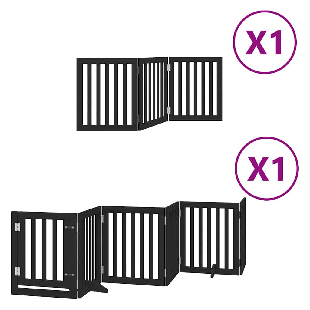 9 piece foldable black dog gate 450 cm poplar wood