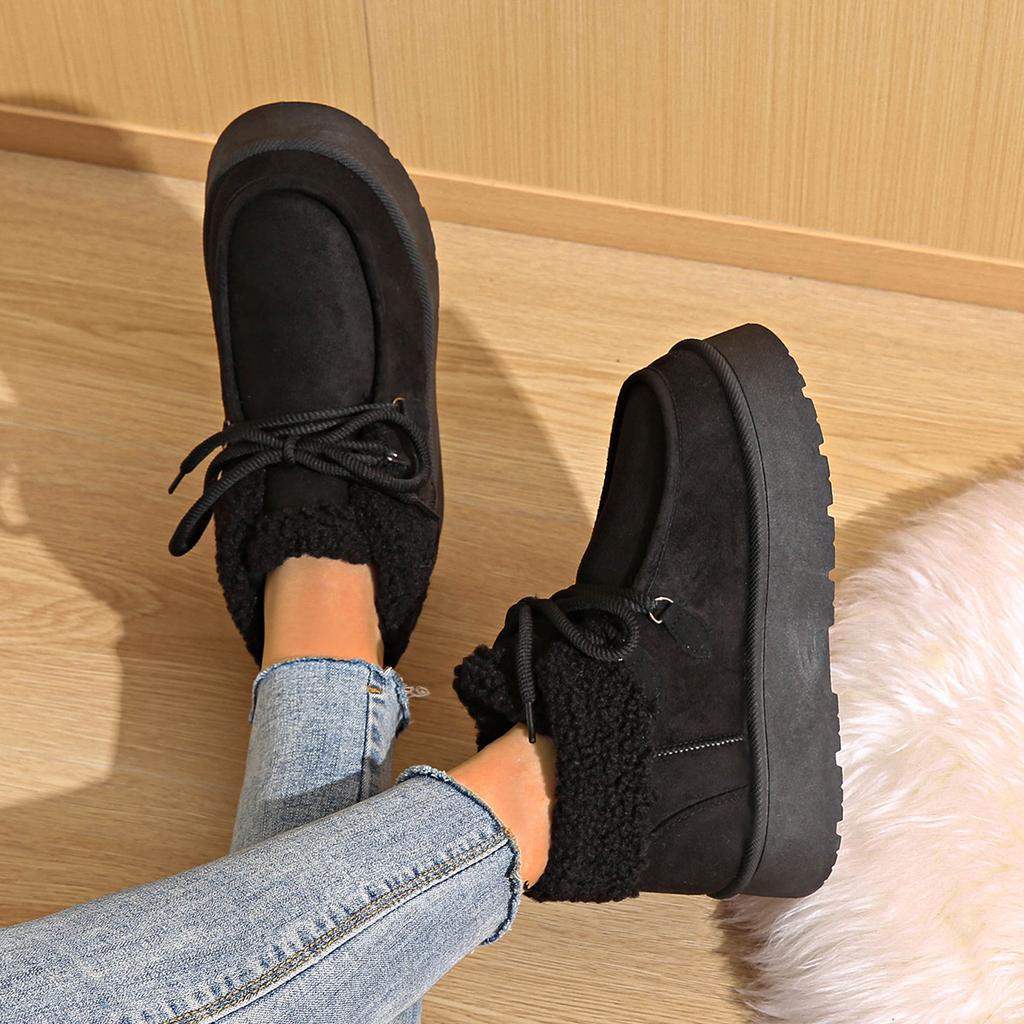 Women's Snow Boots Winter Thickened Plush Warm Cotton Shoes Lace Up Short Boots Winter Women's Ankle Boots Botas Invierno Mujer