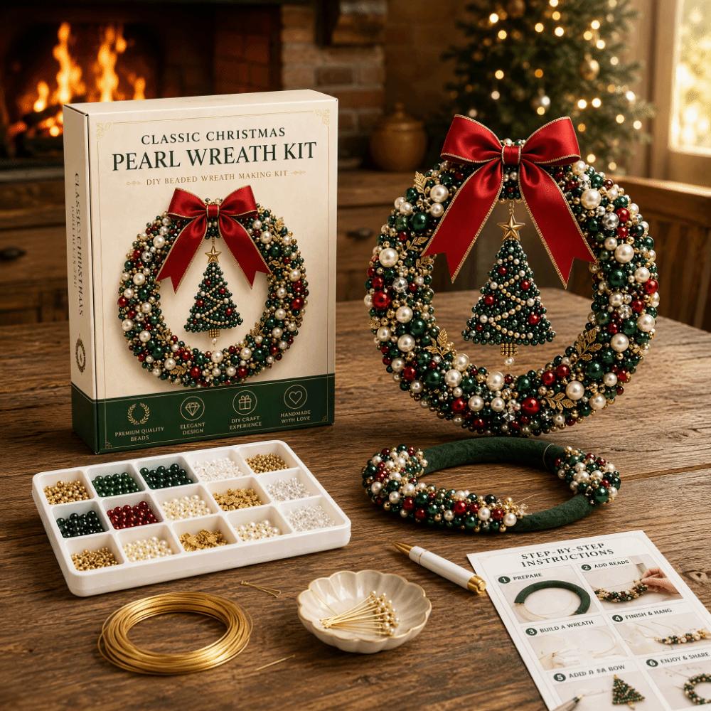 Beaded Beaded Wreath Kit DIY Craft Pearl Wreath Kit Sparkling Holiday Wreath Kit Gift