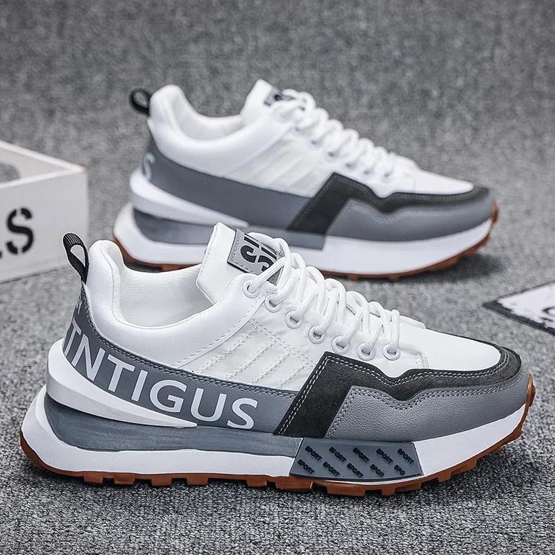 

Модная мужская повседневная обувь Ретро мужские кроссовки Модная повседневная обувь из натуральной кожи и дышащей ткани на увеличенной платформе 44 белый