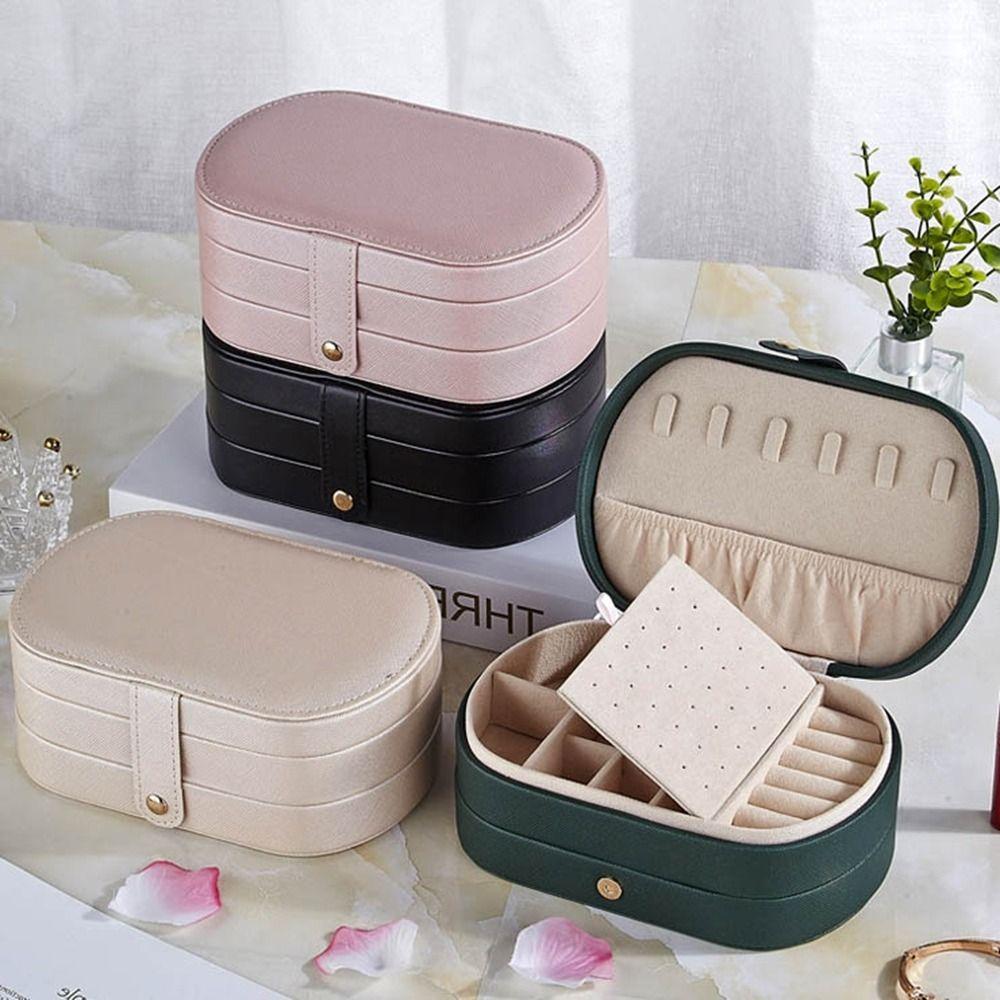 PU Leather Ring Earrings Storage Box Anti-oxidation Jewelry Storage Box  Travel