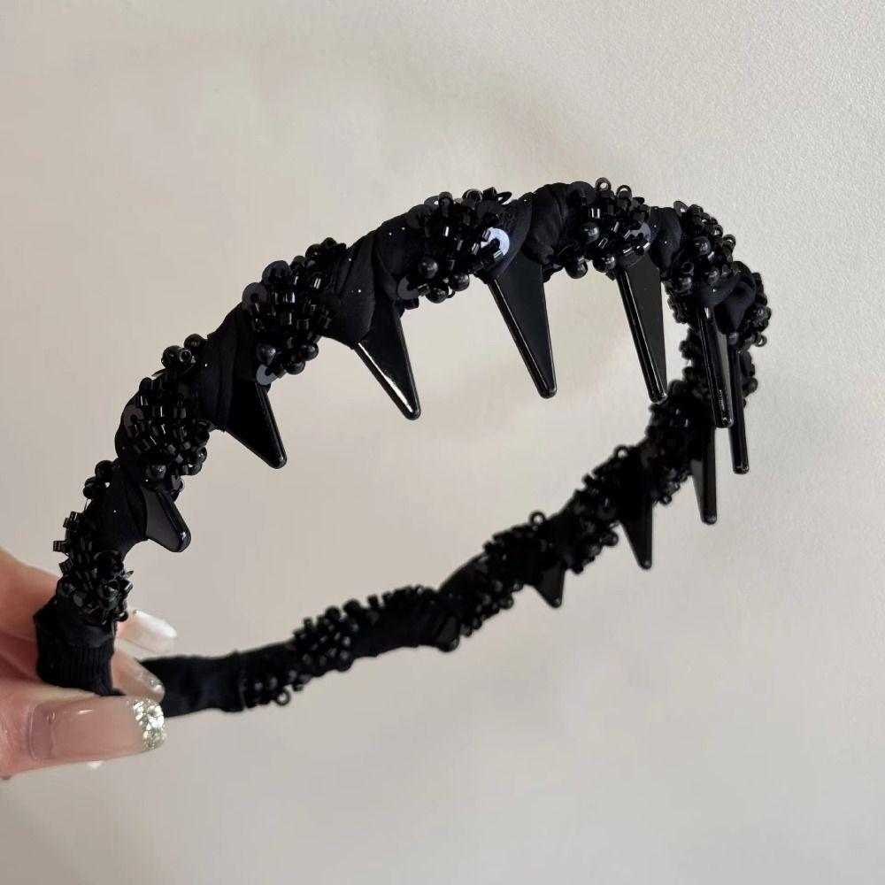 Fluffy Wave Headband with Beaded Korean Style Non-slip Hair Hoop Face Wash Hairband  Girl/Women