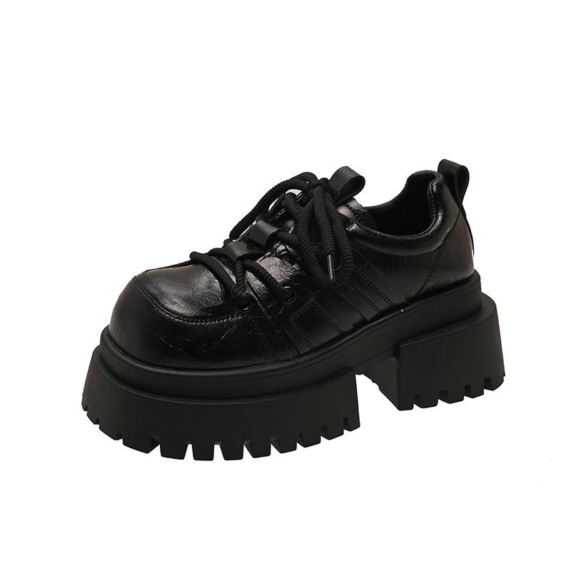 

Туфли на толстой подошве, увеличивающие рост, с большим носком, маленькие кожаные туфли, женственность, одинарные туфли, новая коллекция весна-осень 2025, лоферы Мэри Джейн 40 чёрный