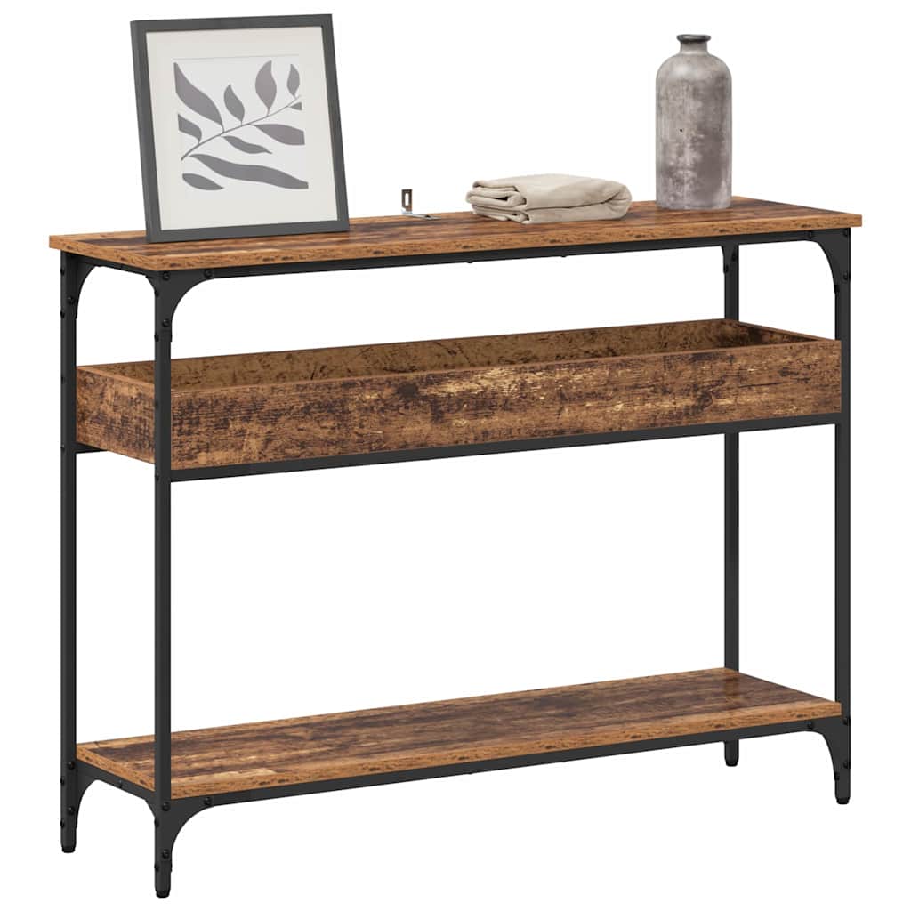Console Table with Shelf Reclaimed Wood Look 100 x 29 x 75 cm Wood Based Material