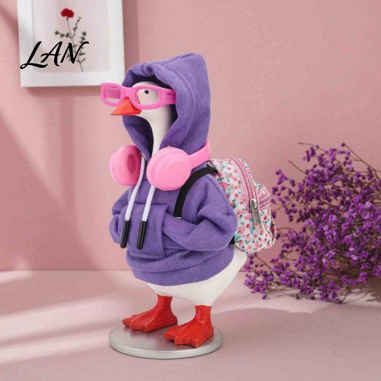 Trendy Miniature Play Set Mini Goose Clothing Accessories for 7 Inch Desktop Goose, Includes Hooded Decorative Apparel Sweatshirt Small Backpack