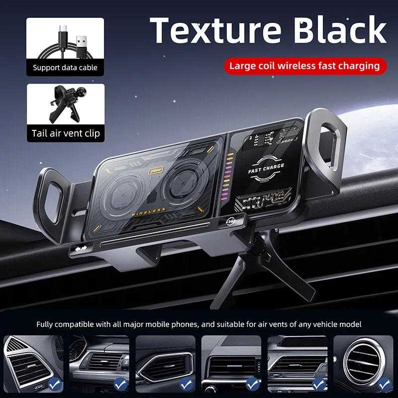 Dual Coil One-Touch Rotatable Car Phone Holder Wireless Charger for Samsung Galaxy Z Fold 7 6 5 4 Z Flip S25 S24 S23 S22 iPhone