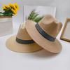 Men Summer Fisherman Hat Hollow Straw Weaving Full Face Sun Protection Wide Brim Western Cowboy Hat with Black Ribbon Decor Foldable Beach Hat