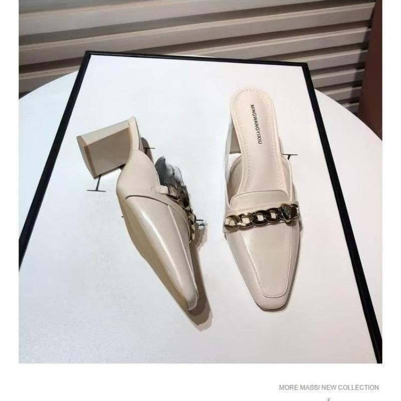 Mules Baotou Mode Femme Extérieur Polyvalent Sandales et Mules à Talons Hauts 2025 Nouveau Talon Bloc Bouche Basse Semi-mules