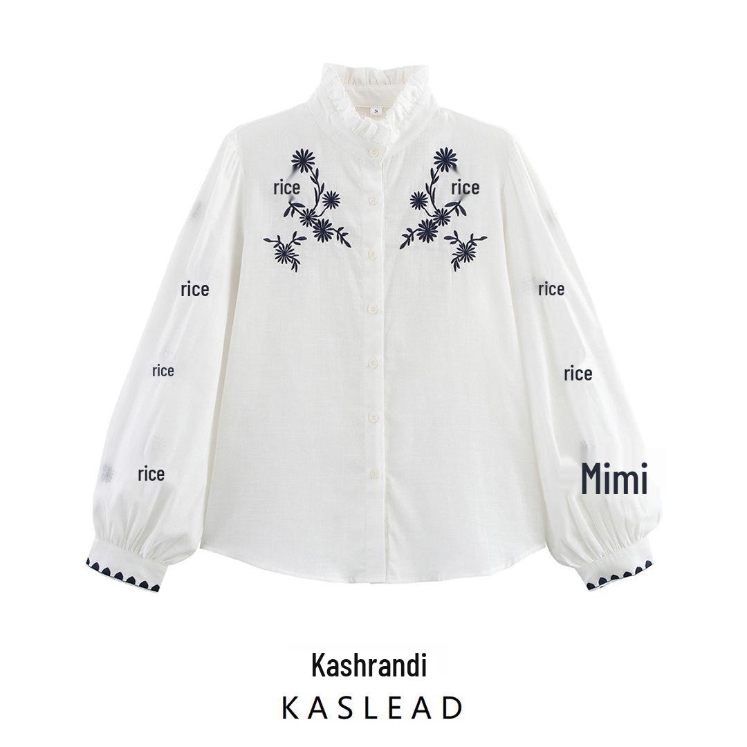 

2025 Women s European & American Style Embroidered Long Sleeve Shirt L