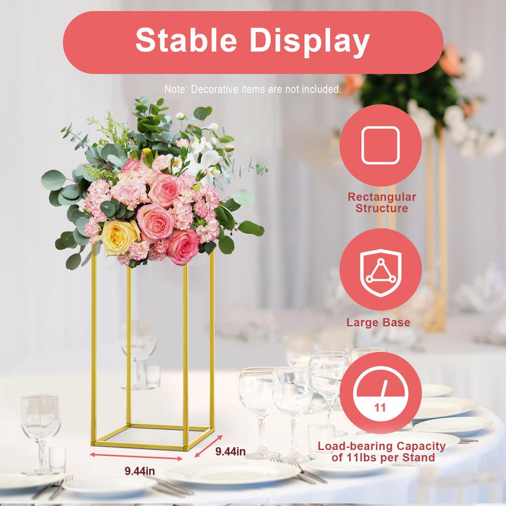10 Pcs Gold Flower Stands, Modern Iron Flower Holder for Wedding Centerpieces, Party Table Decor