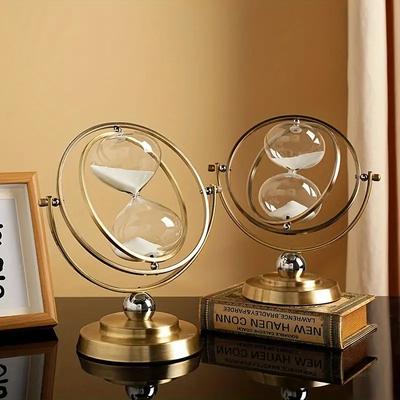 Vintage Velká skleněná přesýpací hodina Elegantní otočná kovová přesýpací hodina Elegantní starožitný glóbus přesýpací hodiny Domácí dekorace Kancelářské ozdoby