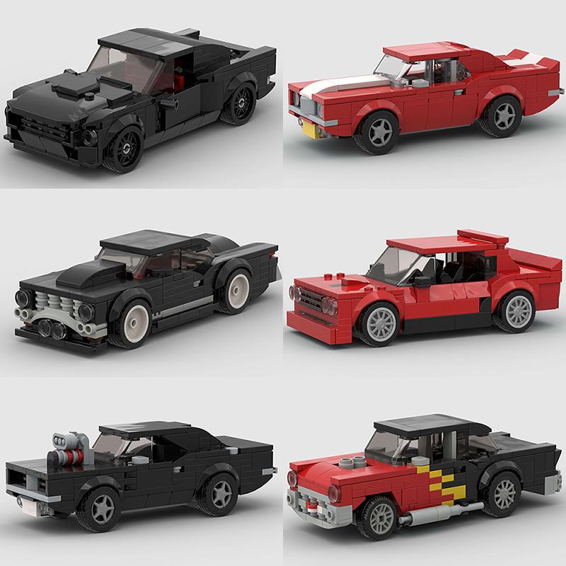 City vintage Speed car MOC rally sports model Building Blocks Old Super race classical Vehicle  Racing Bricks Christmas Gift toy