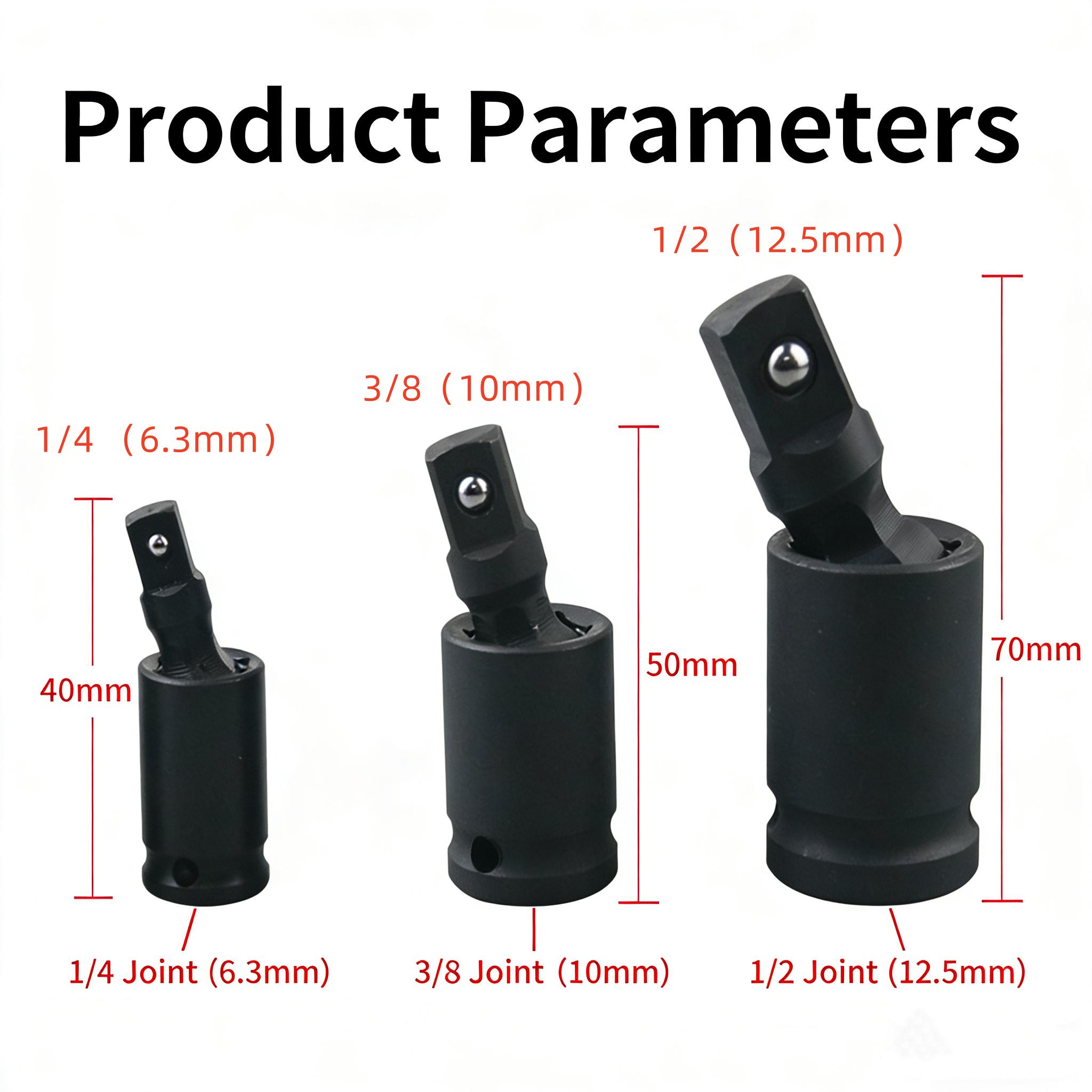 

1/2 3/8 1/4 Inch Wobble Retractable Socket Adapter 360 Degree Swivel Knuckle Joint Air Impact for Pneumatic Wrench Tool