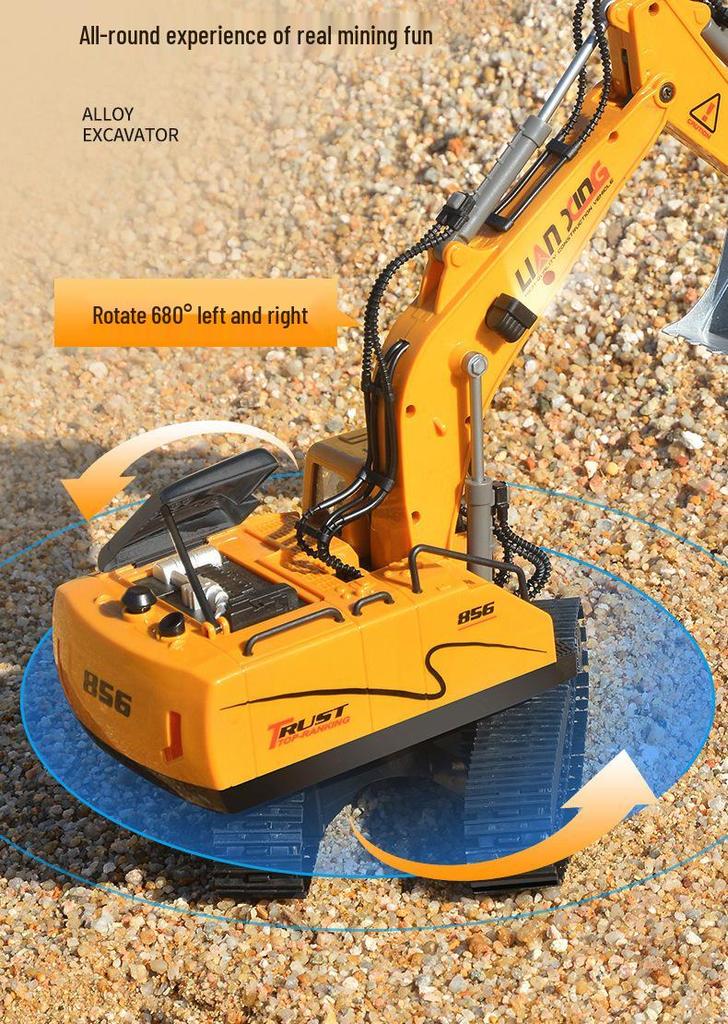 Children's Remote Control Excavator Toy - Large Electric Alloy Digger with Spraying Feature