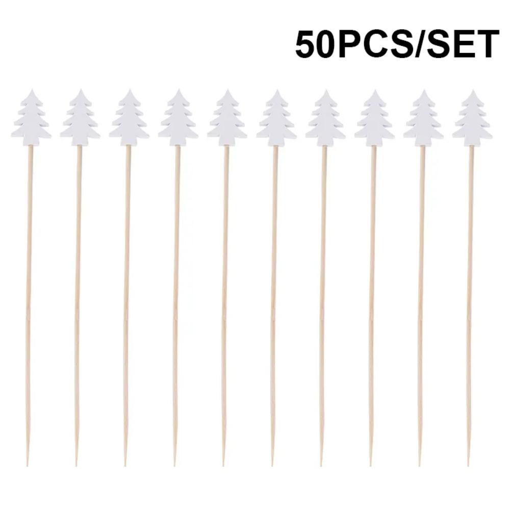 50/100Pcs Disposable Christmas Fruit Picks Santa Claus Fruit Salad Bamboo Sticks  Dessert