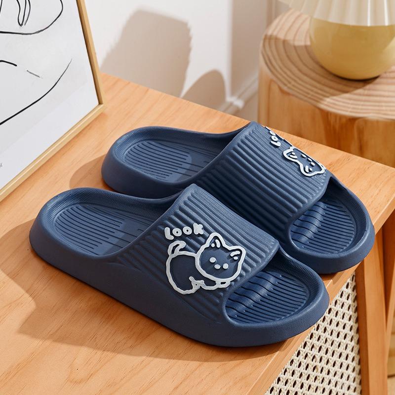 Non-Slip EVA Slippers Women'S Summer Indoor Home Bathroom Bath Couple Cool Slippers Men'S Cartoon, Women Shoes