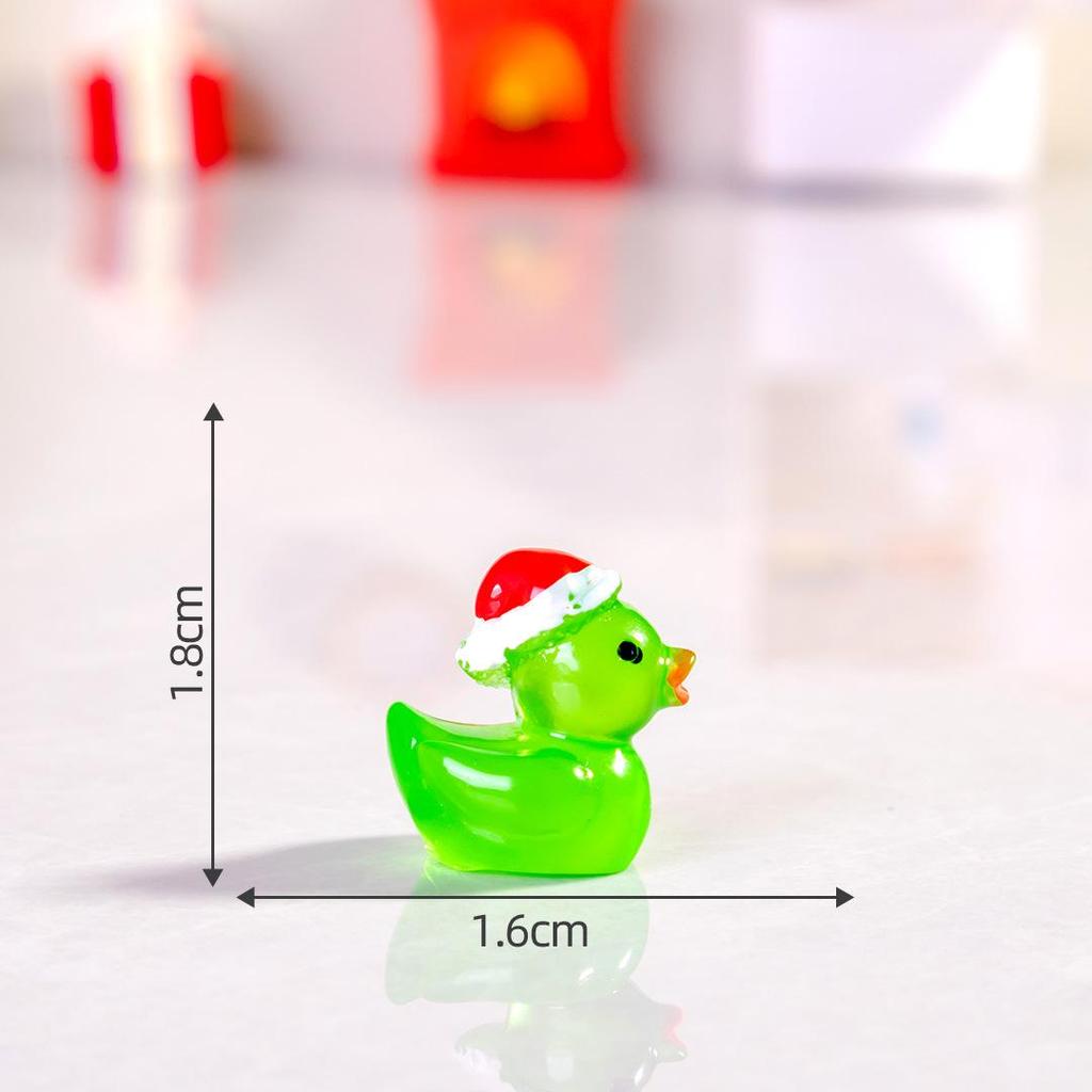 Mini Luminous Christmas Duckling Ornament – Cartoon Resin Decorative Craft
