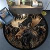 Moose Round Area Rug,Carpet Rug for Living Room Bedroom Sofa Playroom Decor,Non-slip Floor Mat