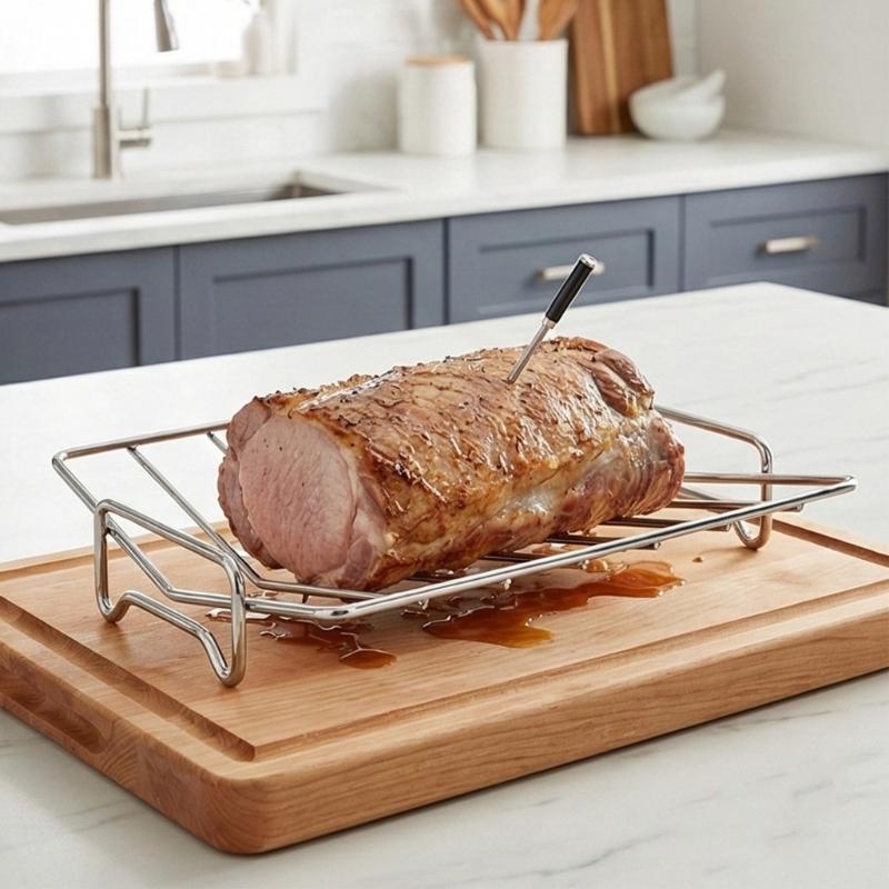 V Shape Turkey Cooking Support Stand Stainless Steel Grilling Roasting Rack For Oven And Outdoor Barbecue Accessory