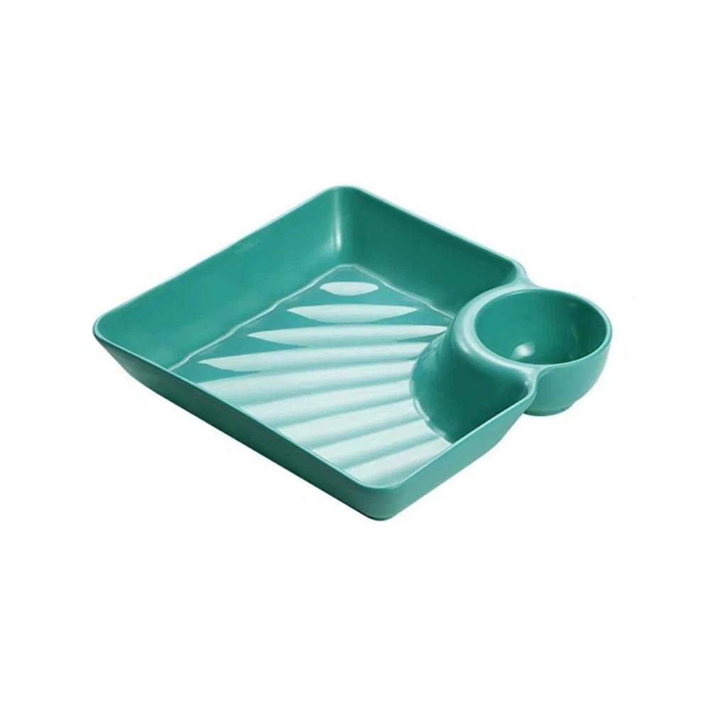 10Pcs Square Divided Plates Plastic Dumpling Plate Snack Serving Dishes Party Plates
