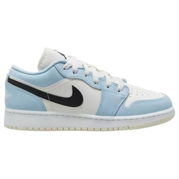 Air Jordan 1 Low GS Ice Blue Kids Sneakers Black Sail White 554723-401