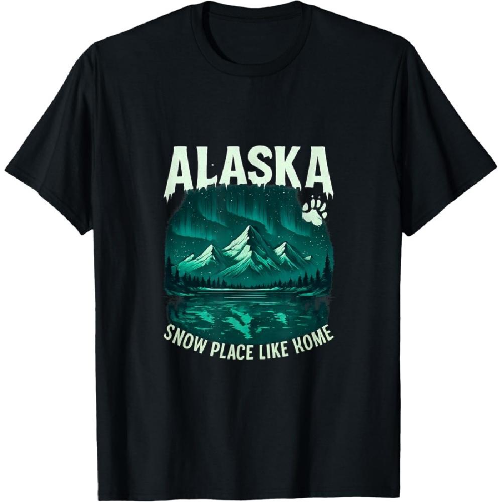 

Alaska Snow Place Like Home Aurora Mountains T-Shirt S